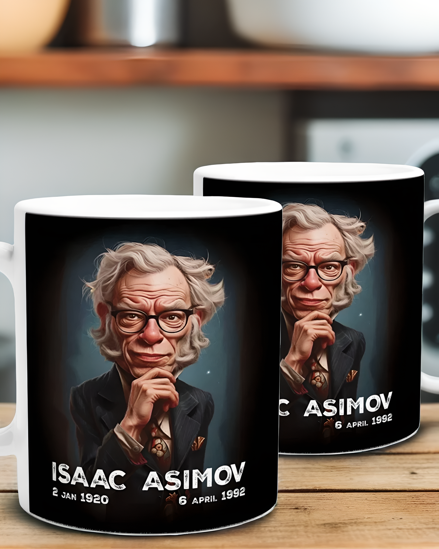 Isaac Asimov Caricature Mug – Perfect for Sci-Fi Lovers & Bookworms