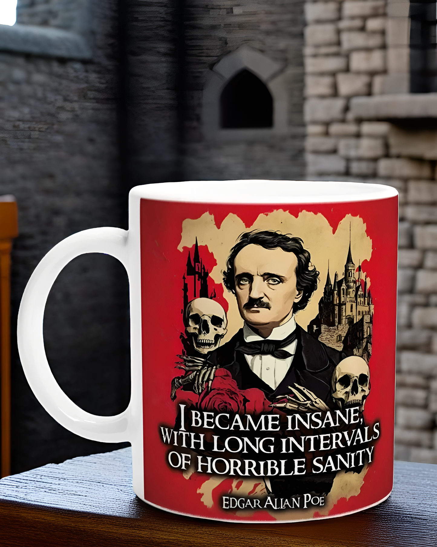 Edgar Allan Poe Mug - I became insane, with long intervals of horrible sanity