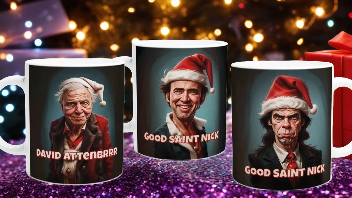 David Attenborough Christmas Santa Gift Mug | David Attenbrrr