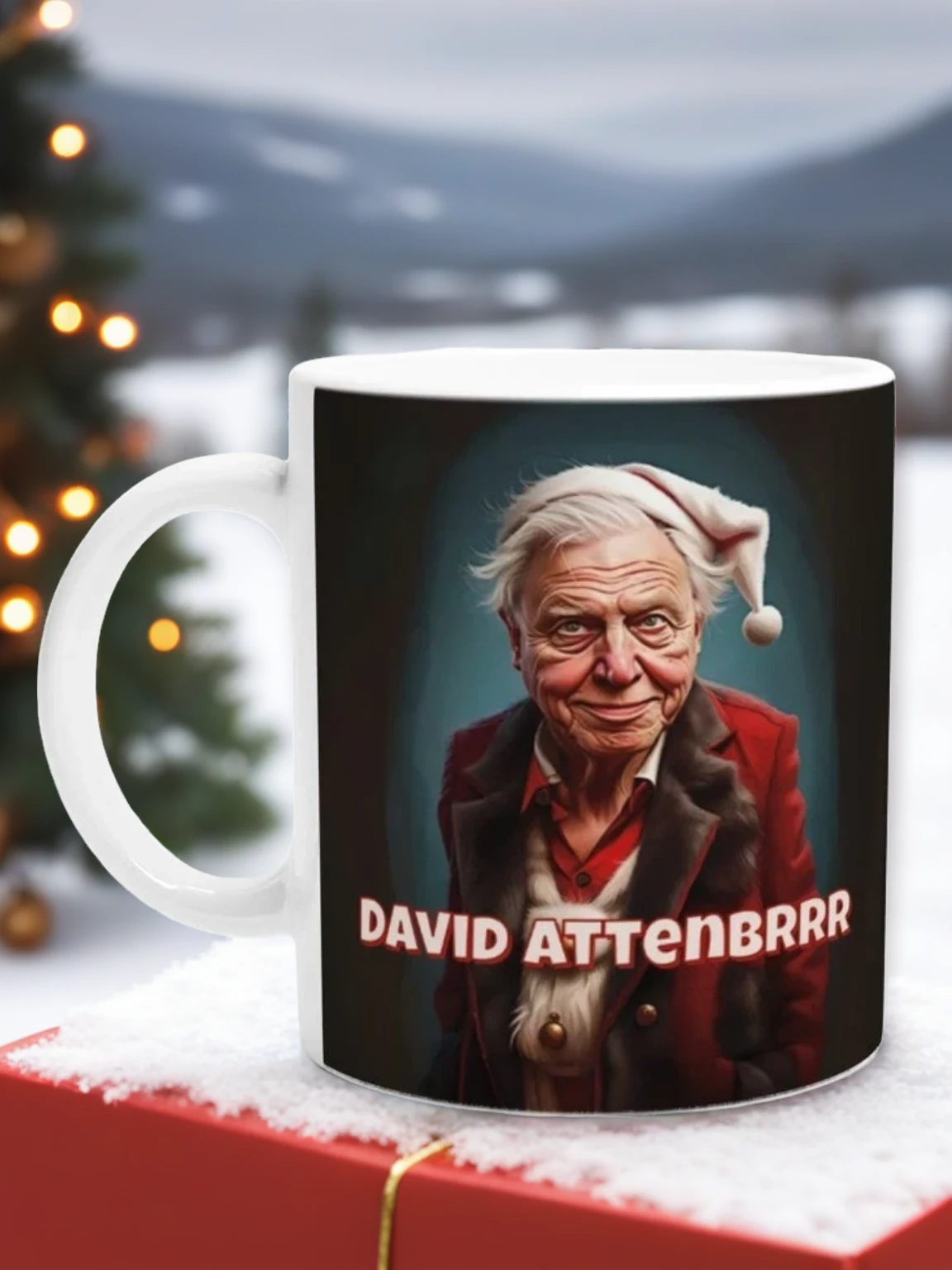 David Attenborough Christmas Santa Gift Mug | David Attenbrrr